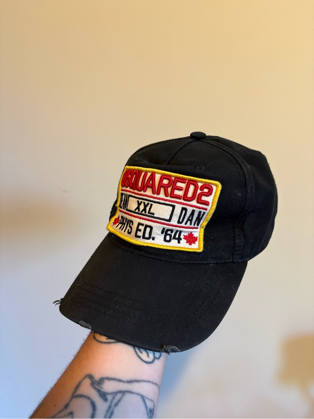 DSQUARED2 Black Baseball Cap with Red & Yellow Patch